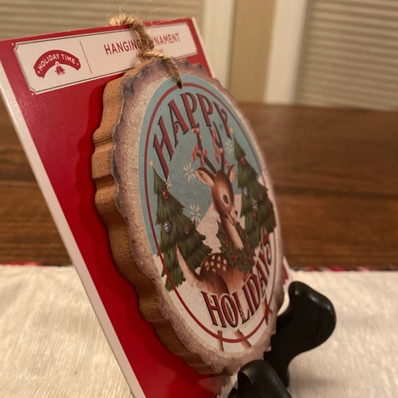 Vintage Retro Rustic Themed Christmas Wood Slices Hanging Ornaments Set of 12 - Picture 12 of 12